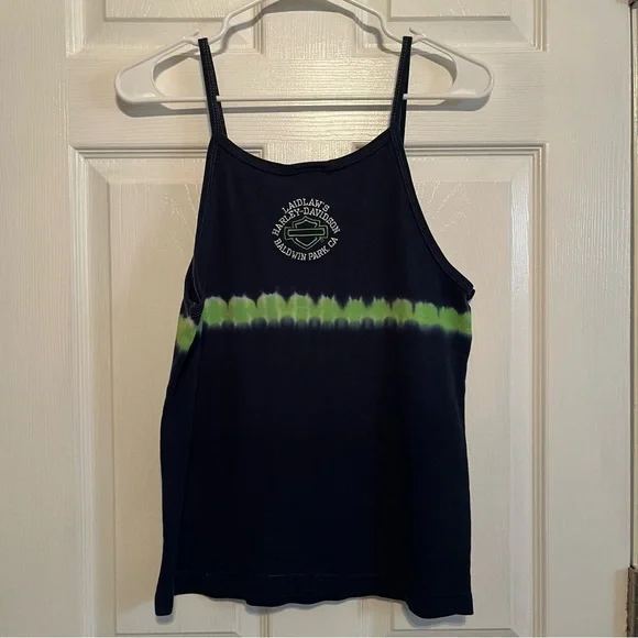 Harley-Davidson Navy Blue and Green Tie Dye Tank Top - Picture 3 of 3
